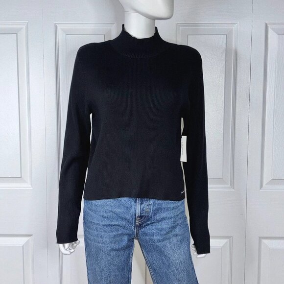 CALVIN KLEIN XL women's black turtleneck sweater NEW with tag - Picture 1 of 2